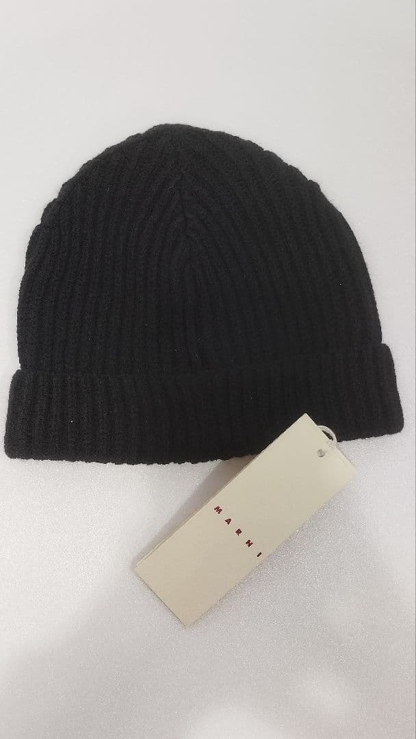 大人もOK! Marni マルニ 刺繍ロゴ リブ ニット帽 ニットキャップ