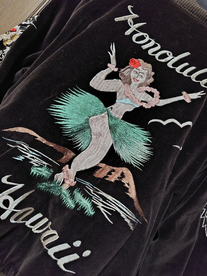 ジ*坂様 90s 初期 テーラー東洋 スカジャン 別珍 ハワイ ホノルル アロハ