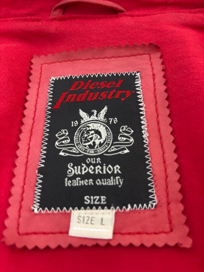 DIESEL ディーゼル レザーパーカージャケット 羊革 レッド