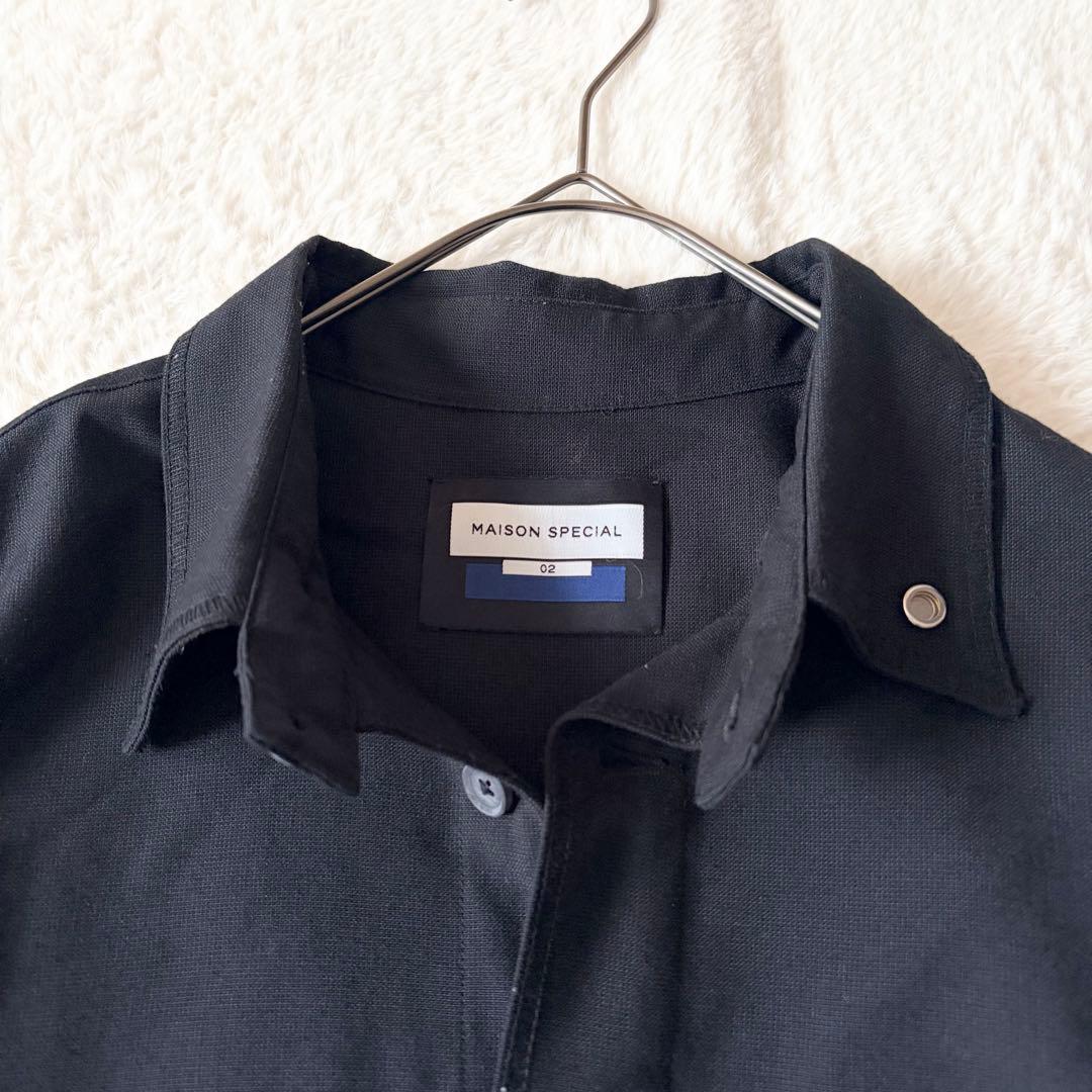 6201 美品✨ メゾンスペシャル レイルローダーシャツ 半袖 02 ブラック