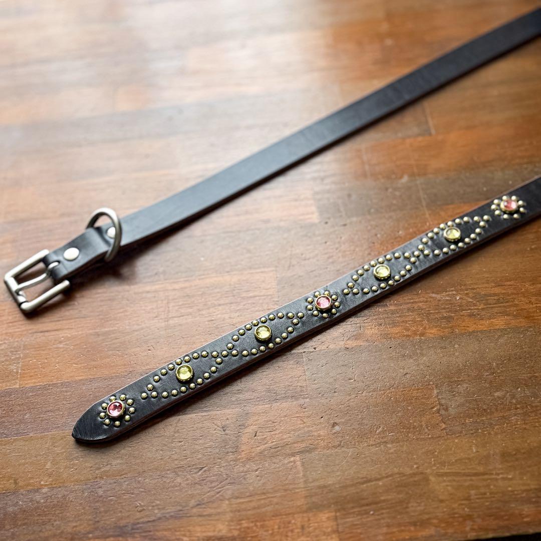 スタッズナローベルトRiot UKチョコ23mm34inch130cm