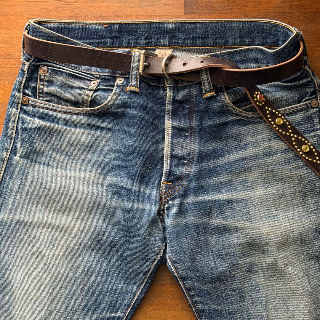 スタッズナローベルトRiot UKチョコ23mm34inch130cm