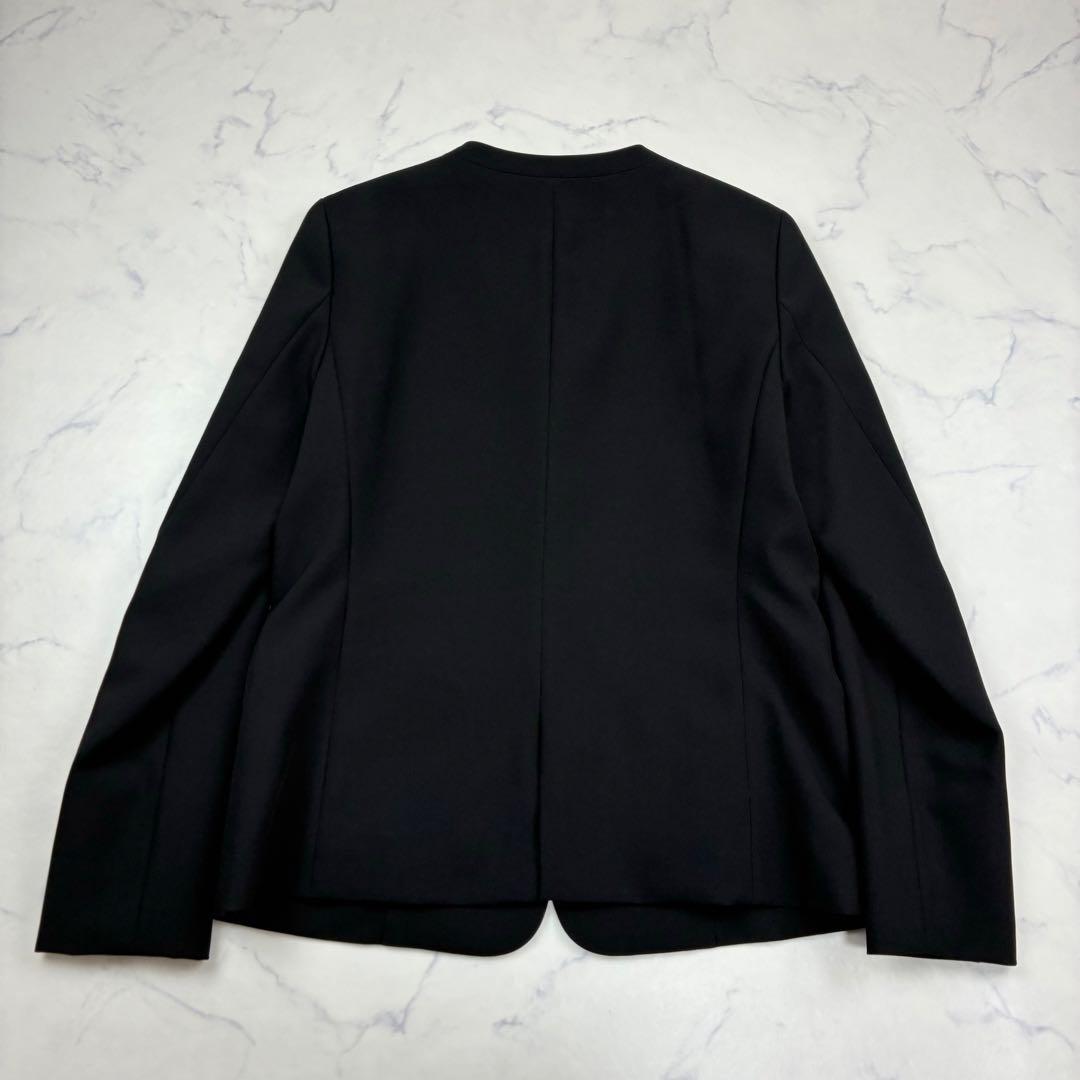 PLST　パンツスーツ　セットアップ　ノーカラージャケットM　パンツL　ブラック