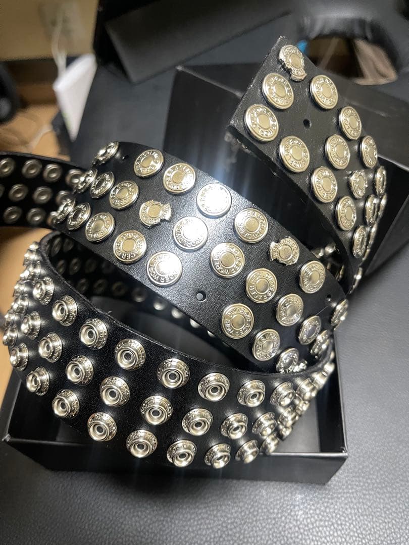 小物 racer worldwide Black Button Belt