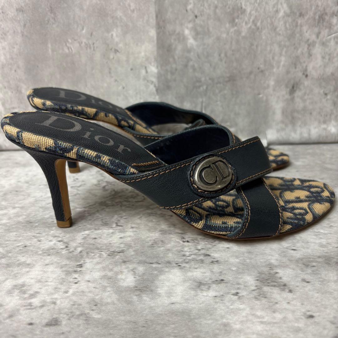 美品✨Dior ヒール サンダル トロッター ロゴプレート 保存袋付き 37