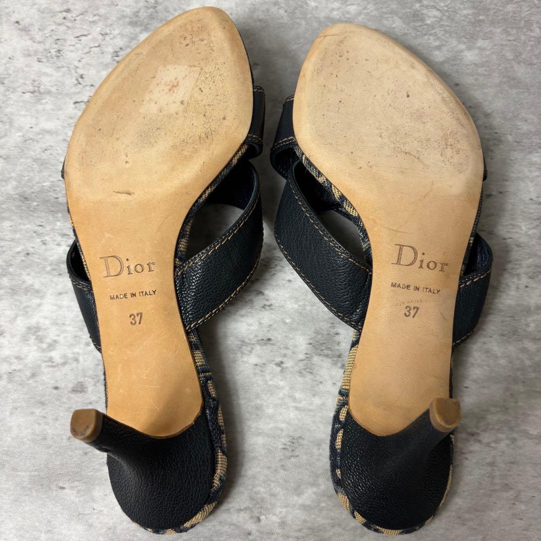 美品✨Dior ヒール サンダル トロッター ロゴプレート 保存袋付き 37