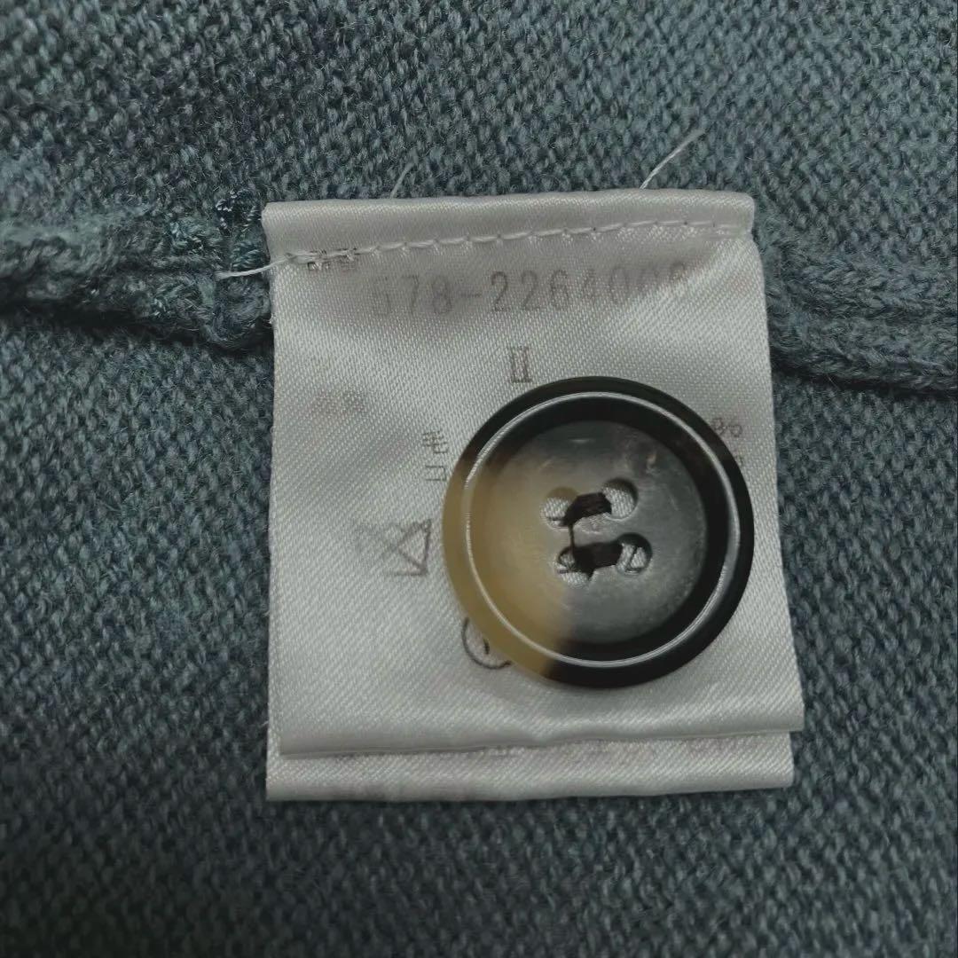 MARGARET HOWELL ウールコットンクルーネックカーディガン ブルー