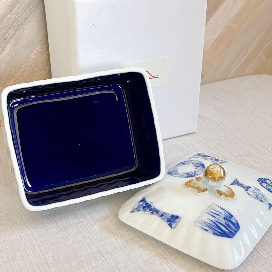 箱付【未使用】深川製磁 ジュエリーボックス 蓋付 小物入れ ボンボニエール 金彩