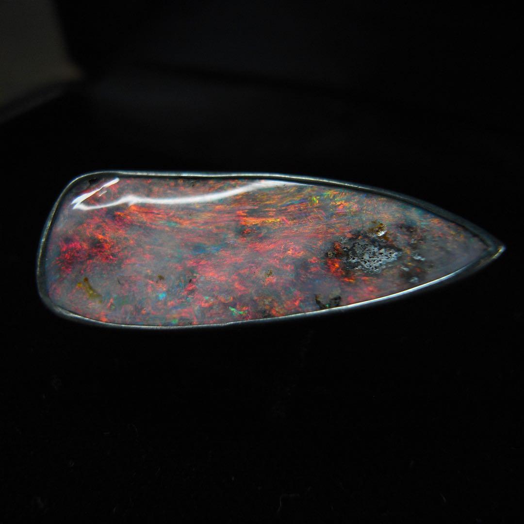 希少 大型 アンティーク 宝石 ジュエリー 遊色 ボルダー オパール ブローチ