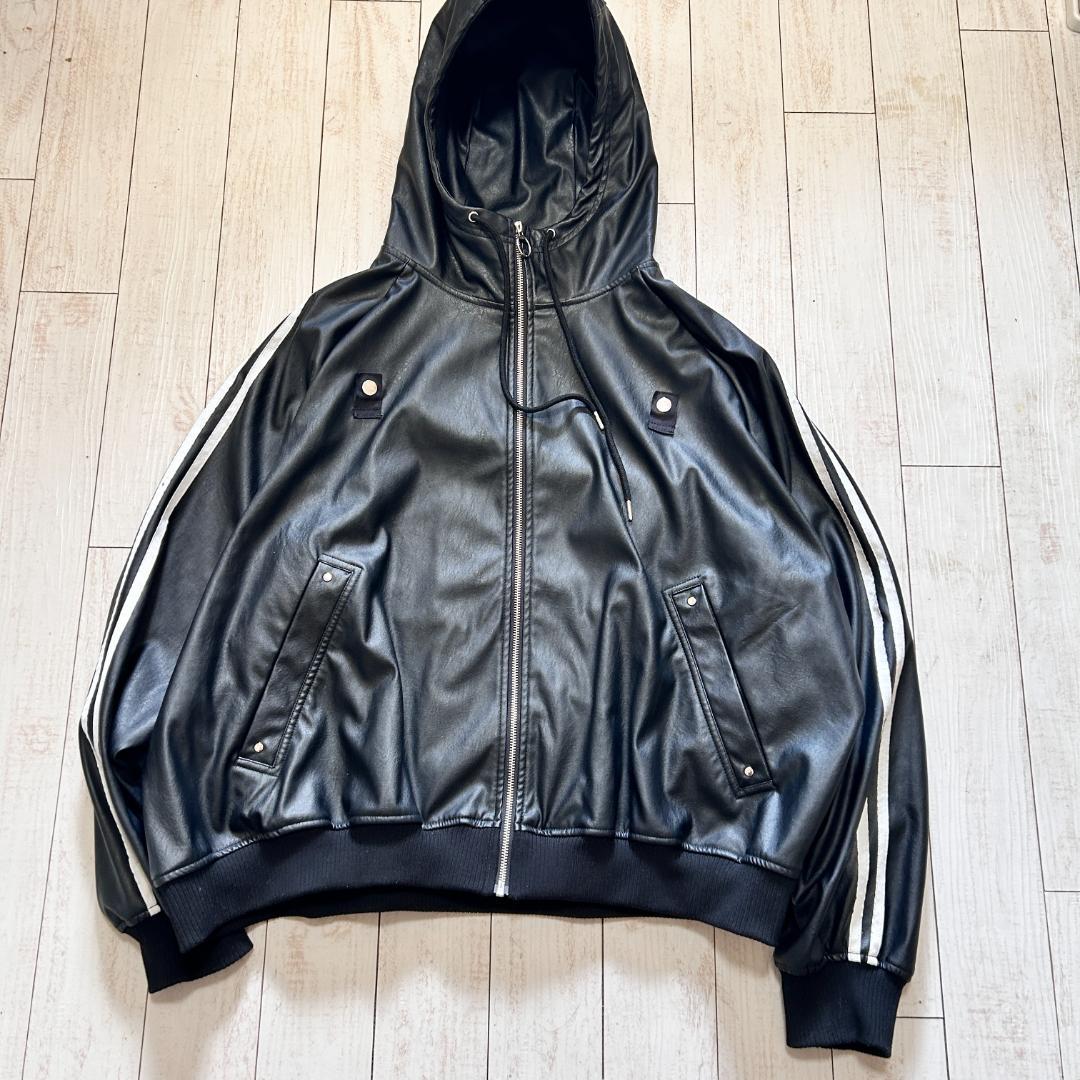 ADRER アドラー フェイクレザー セットアップ ジップパーカー ワイドパンツ