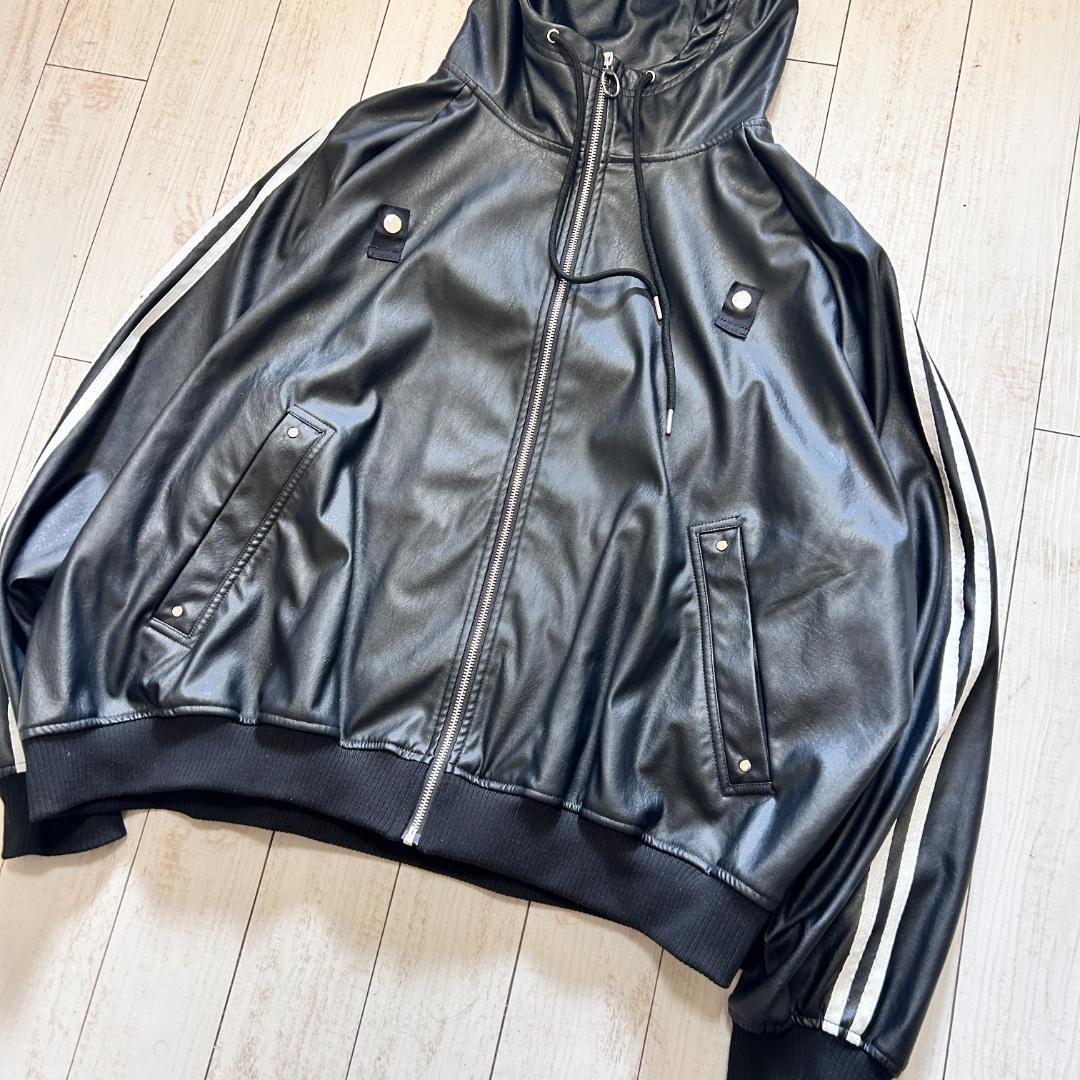 ADRER アドラー フェイクレザー セットアップ ジップパーカー ワイドパンツ