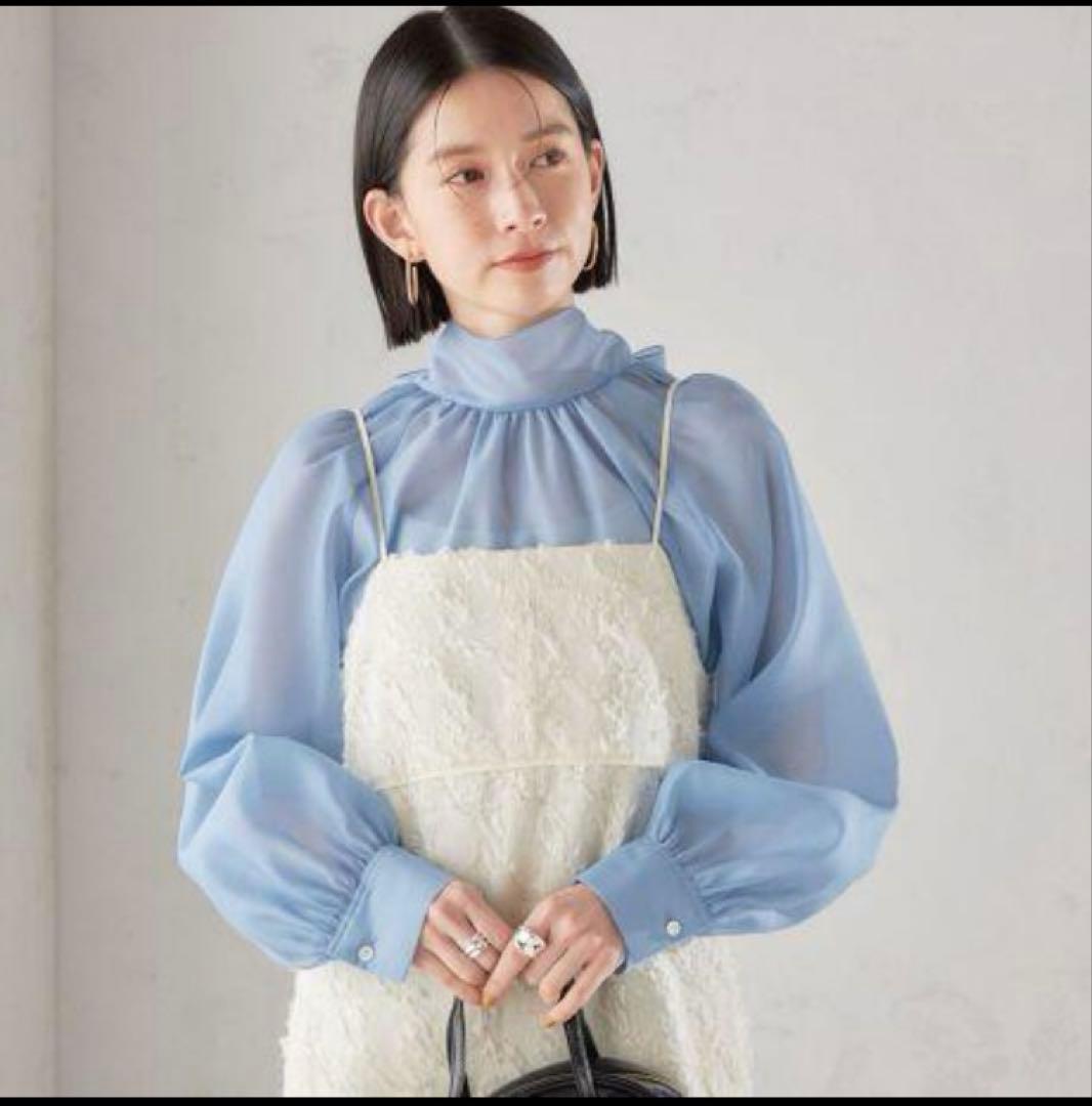 シップス　〈手洗い可能〉オーガンジー リボン ブラウス