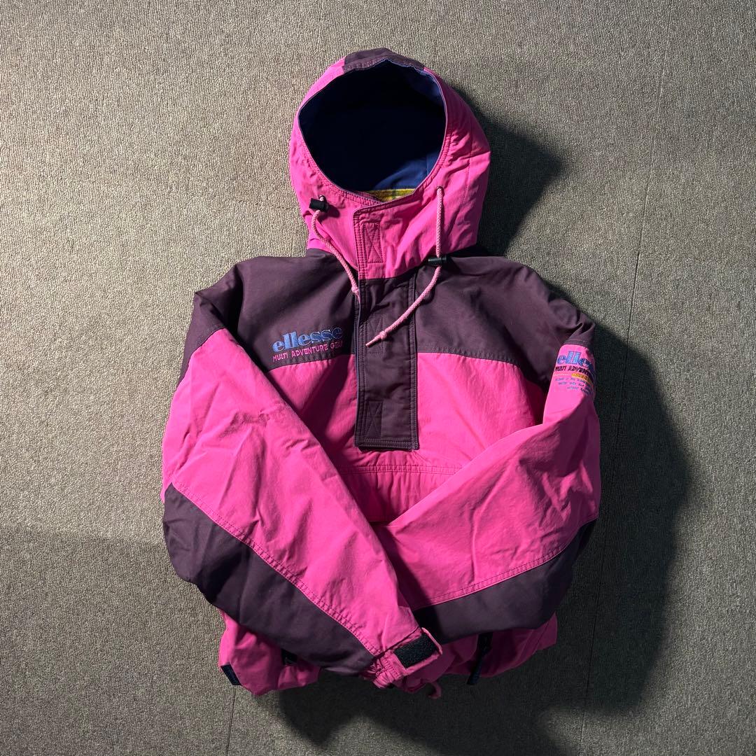 90s ellesse アノラックパーカー スノボウェア ドローコード 短丈