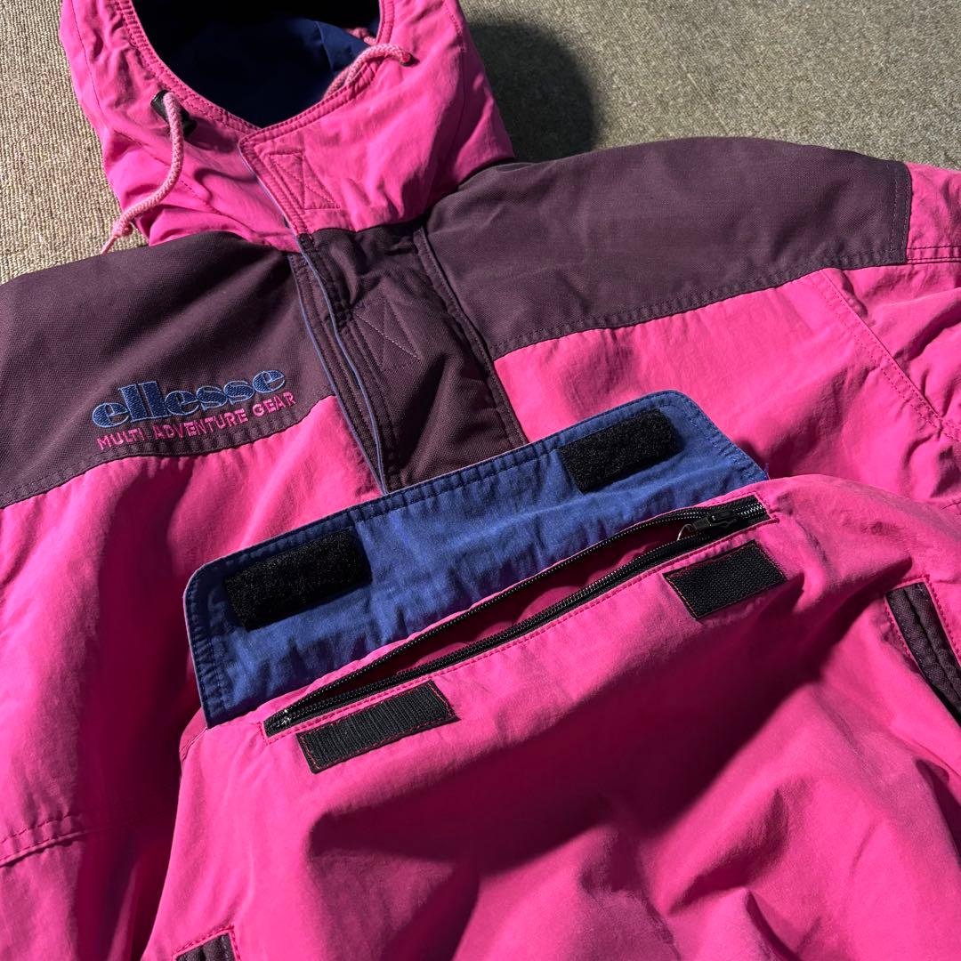 90s ellesse アノラックパーカー スノボウェア ドローコード 短丈