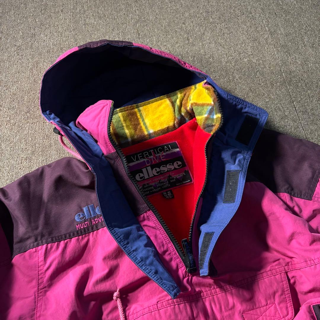 90s ellesse アノラックパーカー スノボウェア ドローコード 短丈
