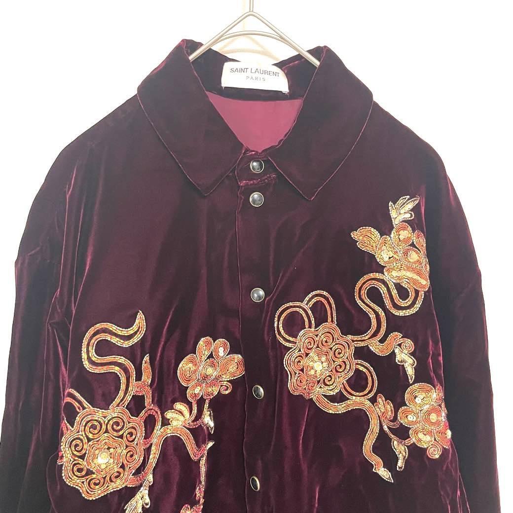 サンローラン ヴァカレロ期 レーヨン×キュプラ ベロア ジャケット