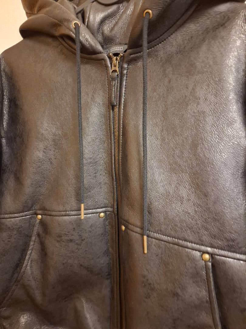 zara フェイクレザー　フーデッド　ジャケット