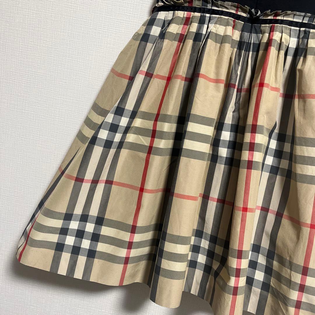 バーバリー ドッキングノバチェックワンピース　チュールスカート　130cm
