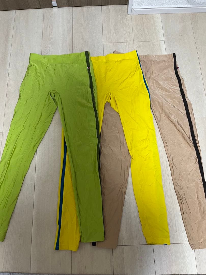 YUMIKO タイツ 3点セット 緑 黄 ベージュ