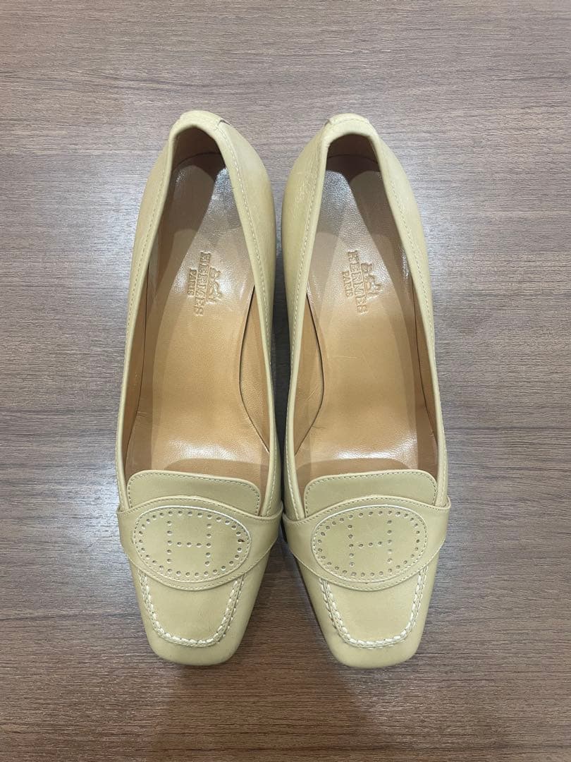 石原タイコ☆HERMES パンプス/36.5/BEG エルメス