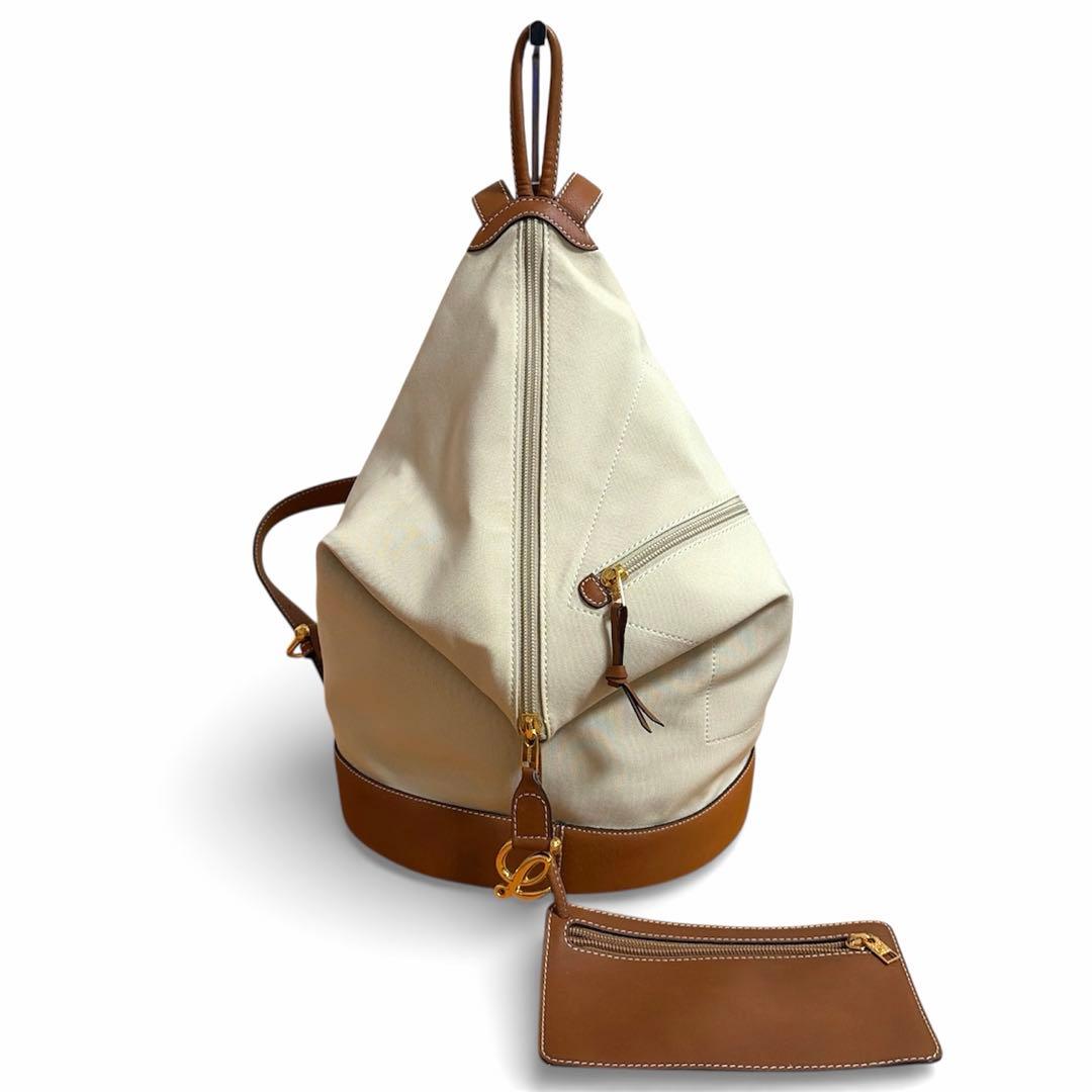 LOEWE ロエベ アントン キャンバス レザー リュック ポーチ付き