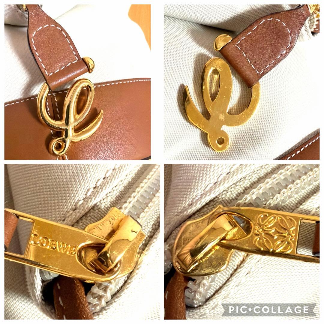 LOEWE ロエベ アントン キャンバス レザー リュック ポーチ付き