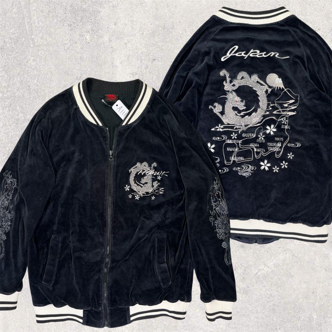 TONY HAWK スカジャン　ベルベット　ベロア　M 龍　富士山　白龍　別珍