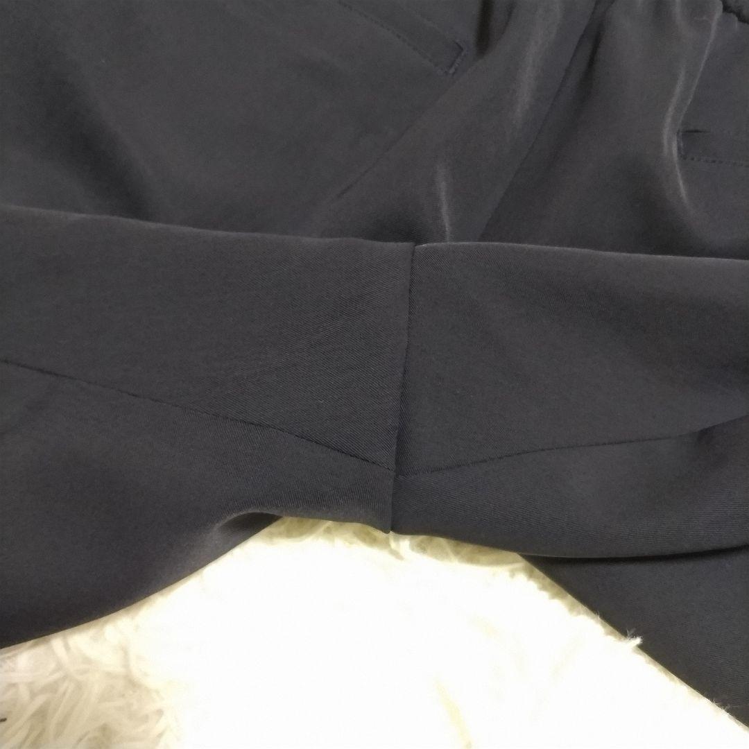 プラステ　パンツスーツ　セットアップ　ノーカラー　カラーレス　ネイビー　背抜き