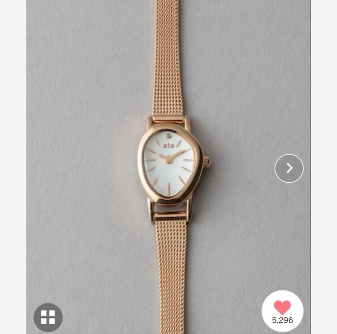 eteダイヤモンドジェムフェイス メッシュ ベルト ウォッチ★美品