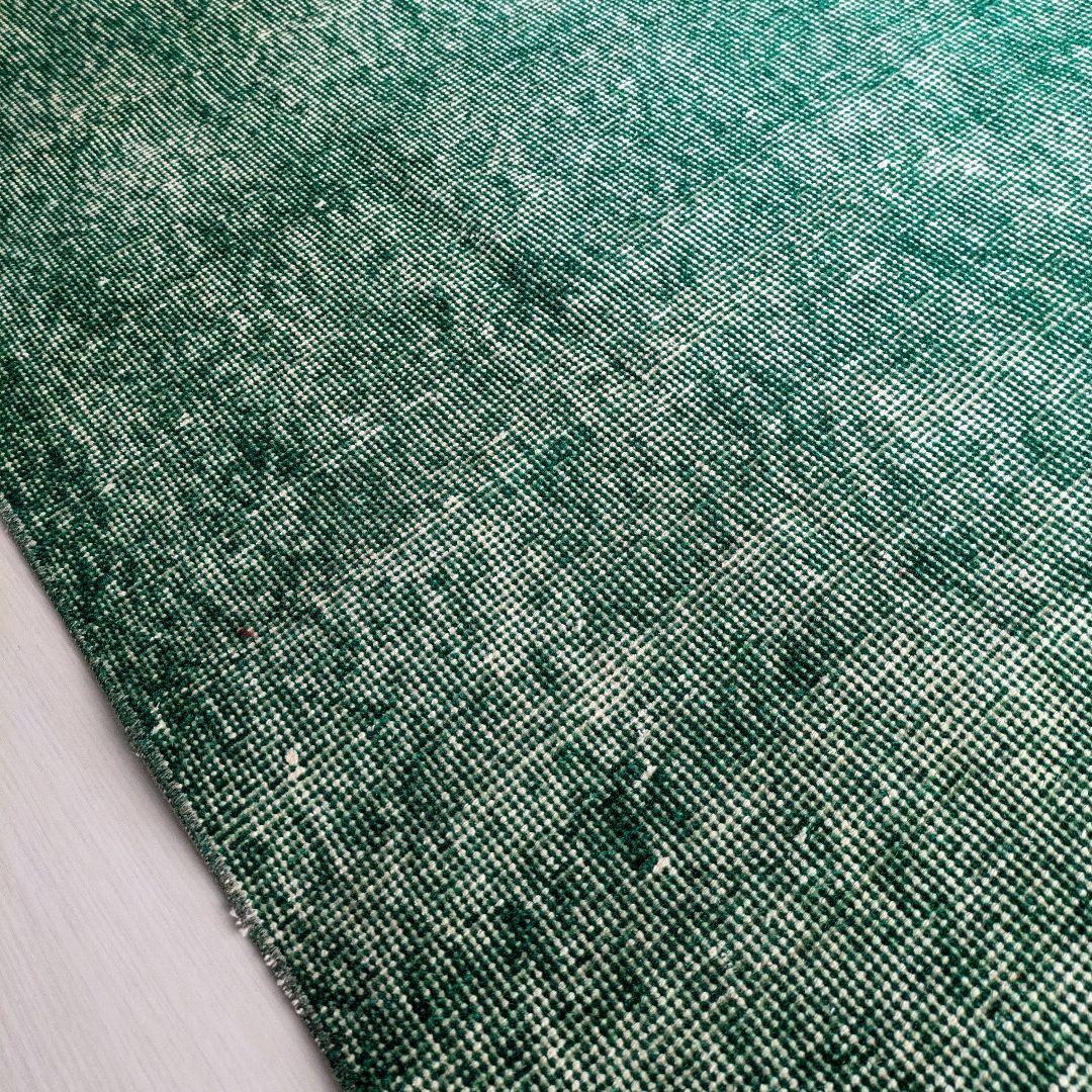 109×198 オーバーダイ グリーンワンカラー　トルコヴィンテージラグ