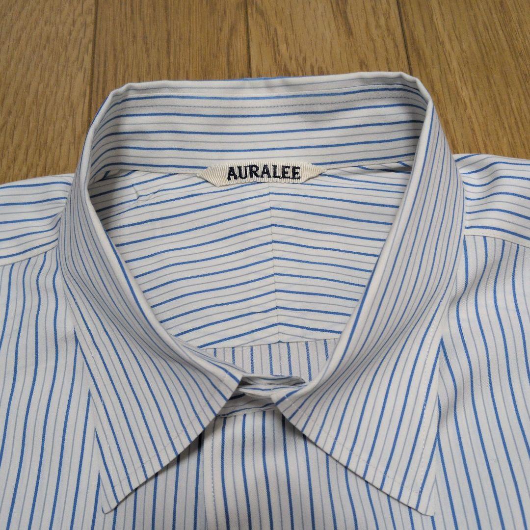 AURALEE　COTTON SILK STRIPE SHIRT コットンシルク