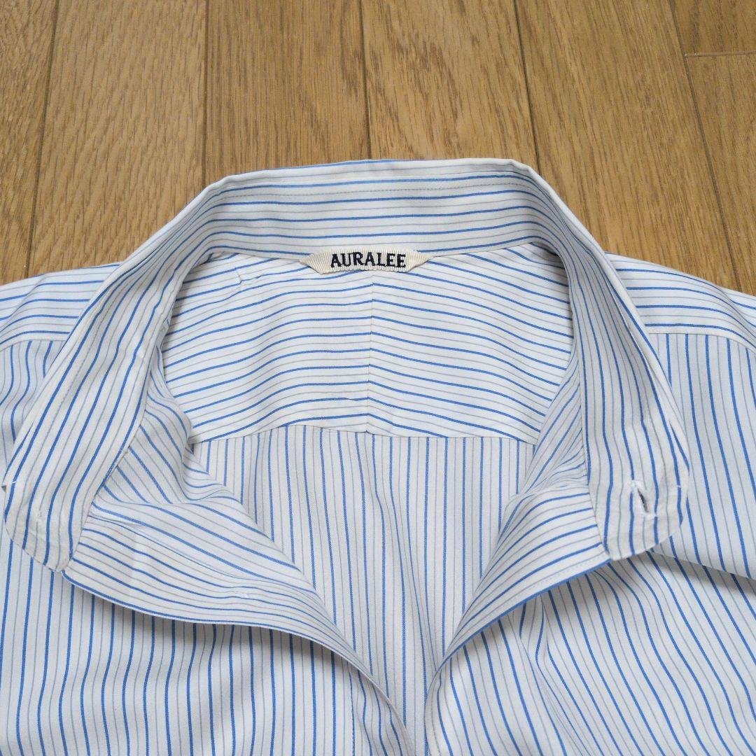 AURALEE　COTTON SILK STRIPE SHIRT コットンシルク