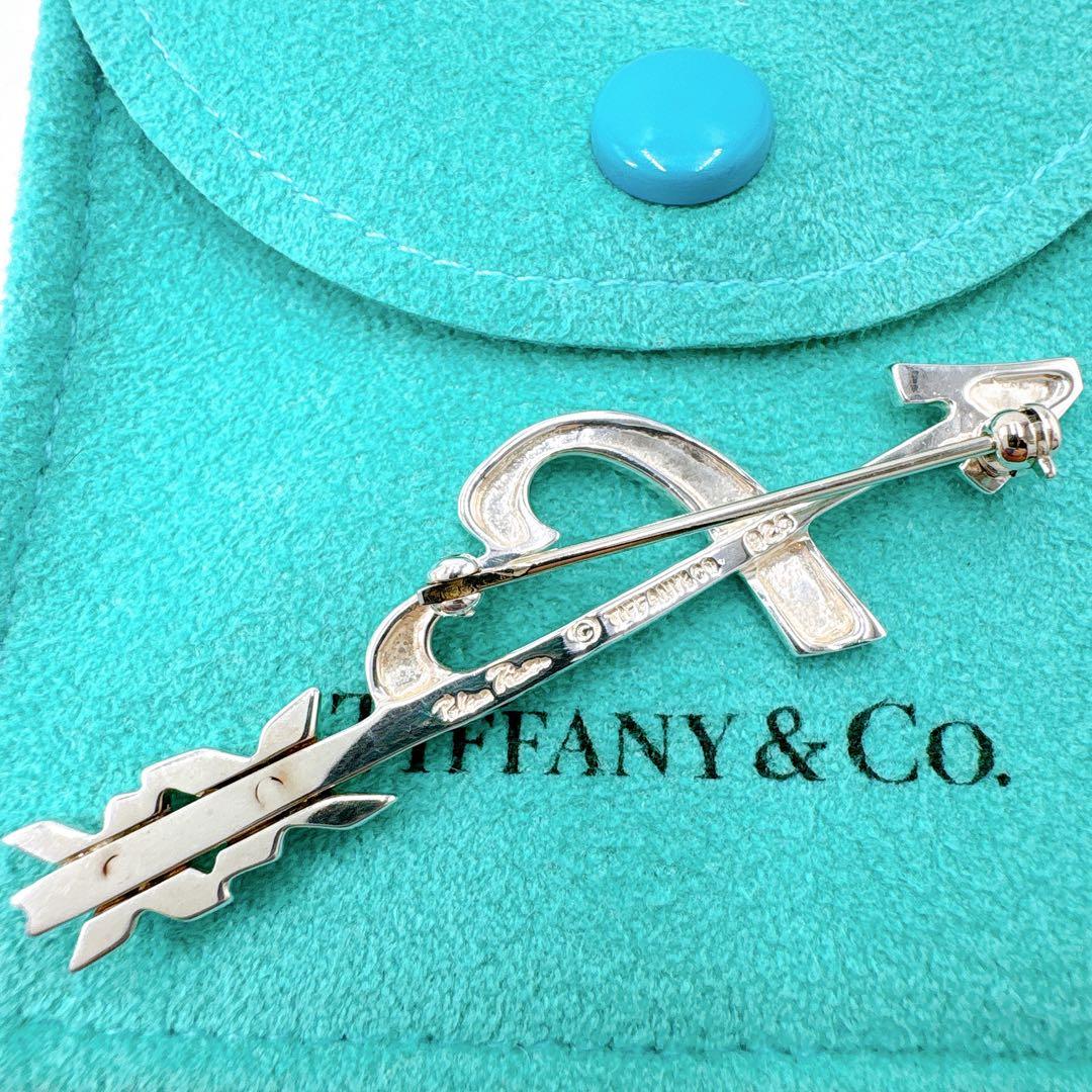 美品 オールドティファニー ハートアロー キス ブローチ シルバー925
