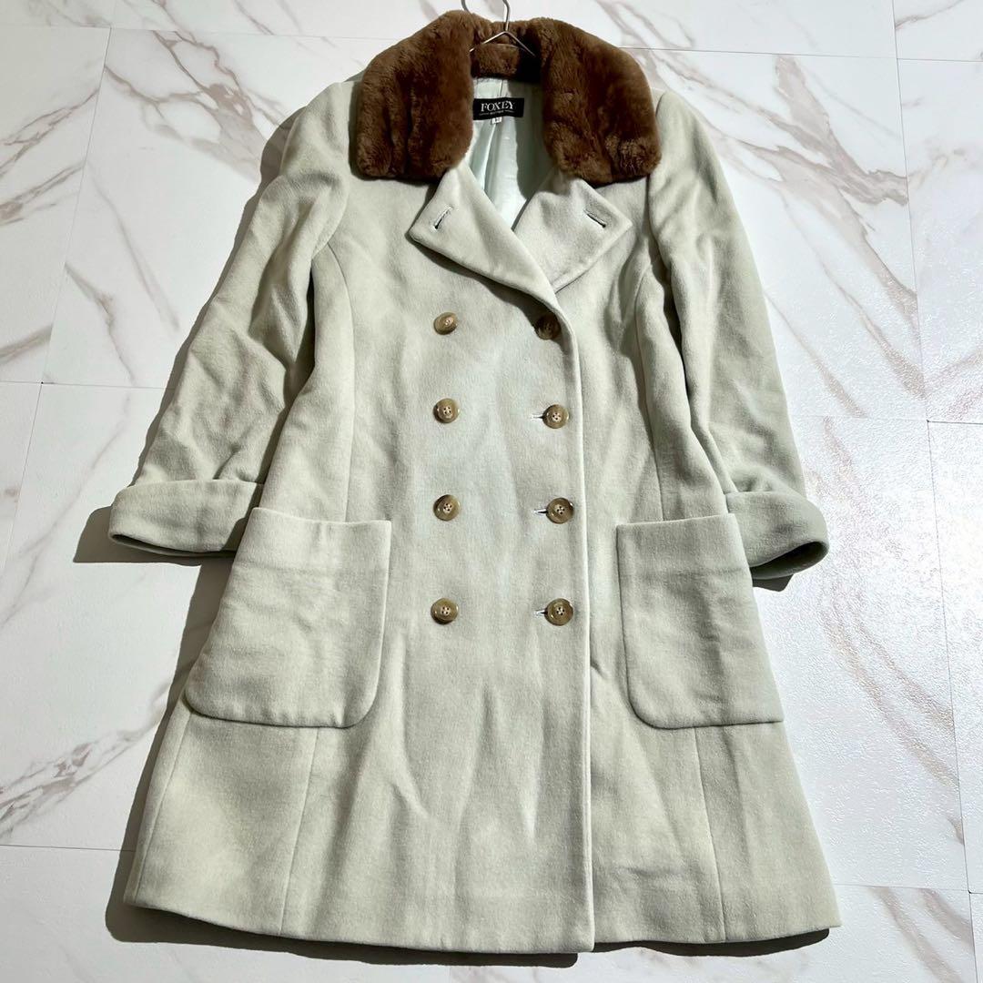 高級　FOXEY フォクシー　チェスターコート　ダブル　ヌートリア　ベルト