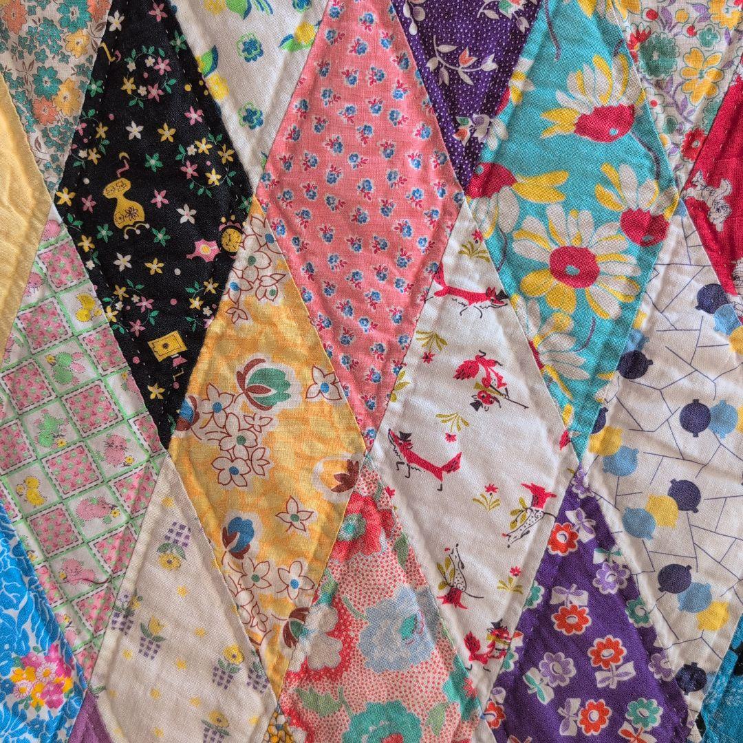 パッチワークキルト　ビンテージ　ハンドメイド