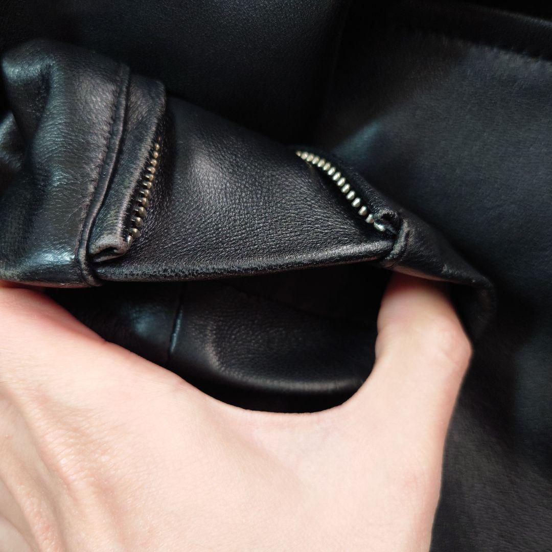 tk.TAKEO KIKUCHI ノーカラーラムレザーシングルライダース　黒XL