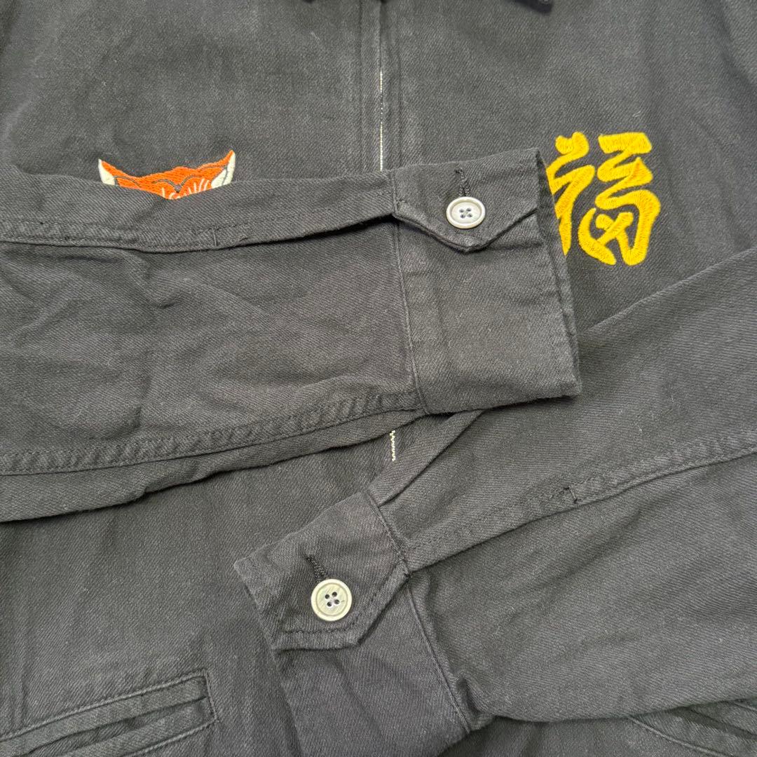 Houston コットン リネン ベトジャン ジップアップ ブルゾン サイズL