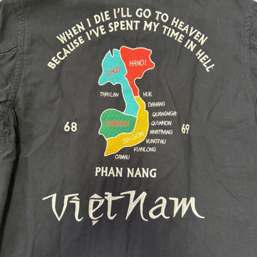 Houston コットン リネン ベトジャン ジップアップ ブルゾン サイズL