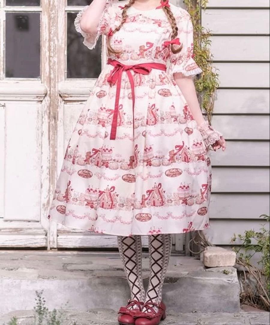 ♡axesfemmekawaii♡ お菓子の家柄ワンピース 生成り