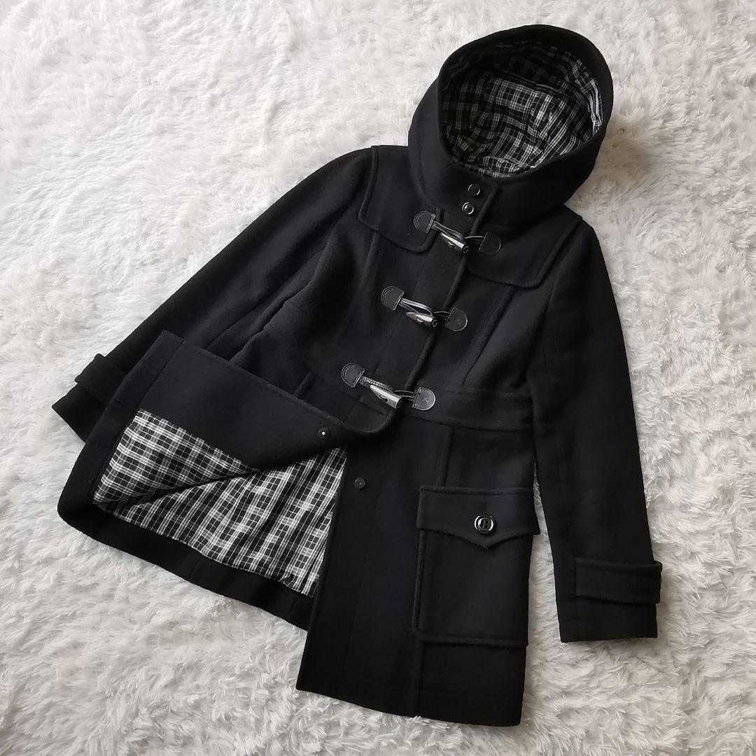 バーバリー ブルーレーベル ダッフルコート ホース 刻印 ロゴ チェック 黒 L