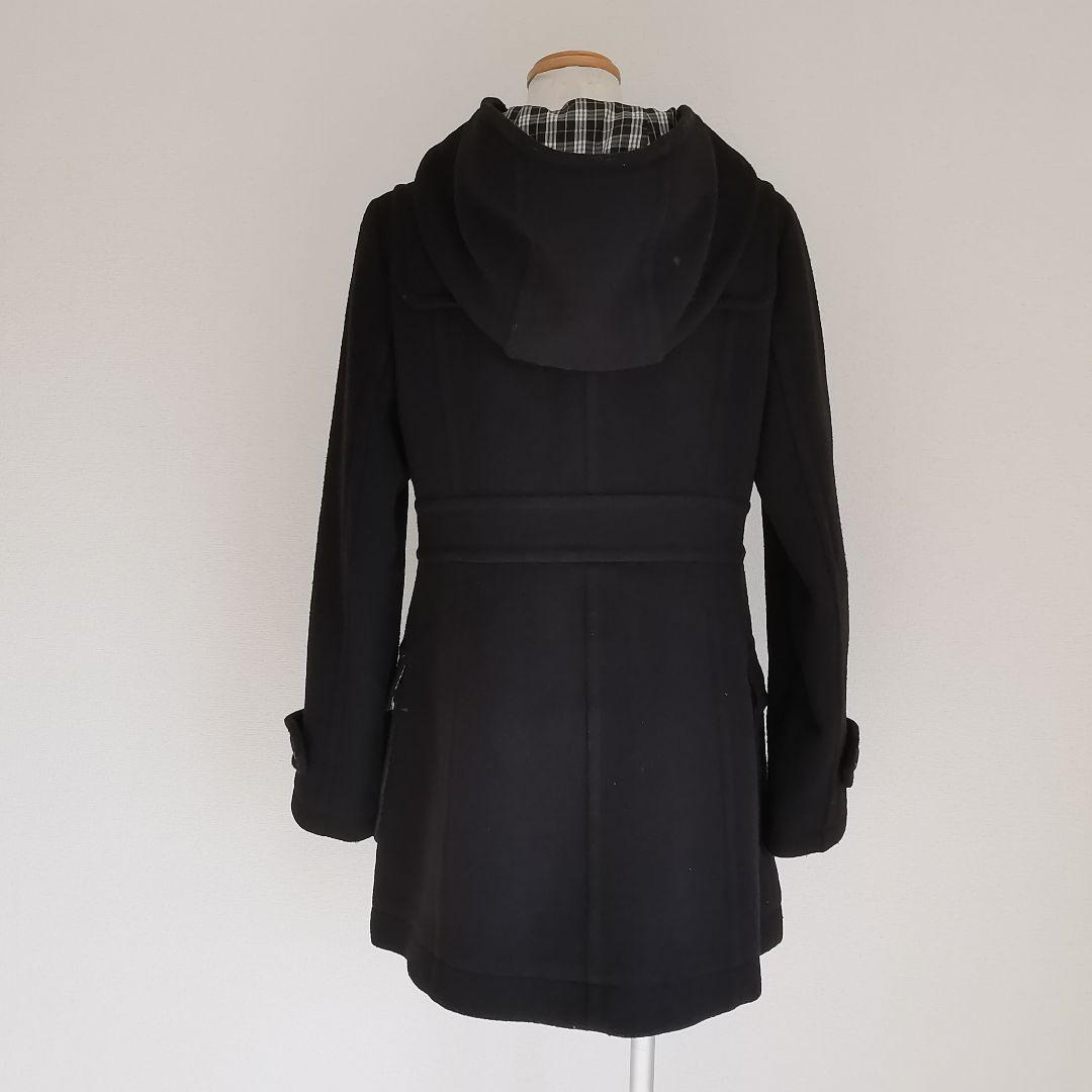 バーバリー ブルーレーベル ダッフルコート ホース 刻印 ロゴ チェック 黒 L