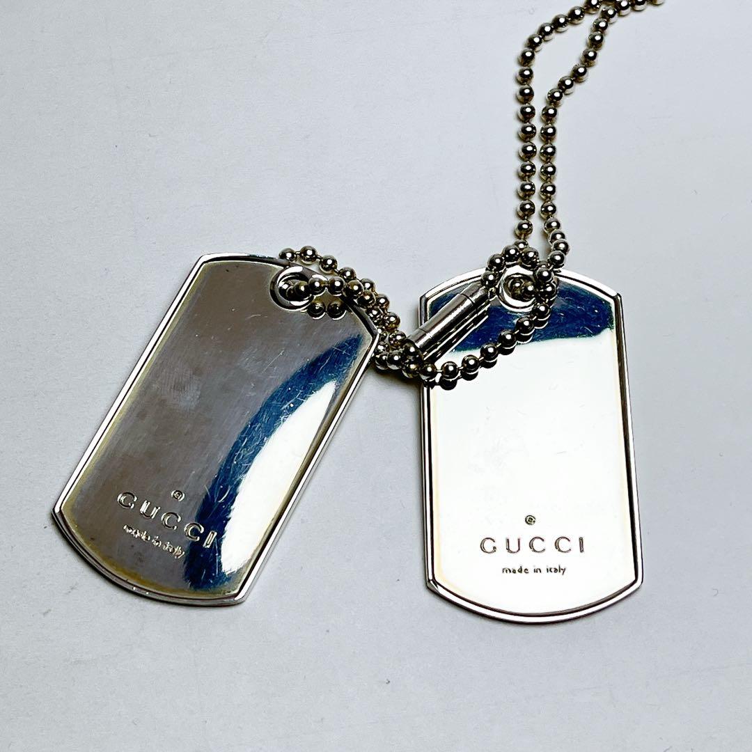 グッチ　ダブル　ドッグタグ　ネックレス　925 ロング　ボールチェーン