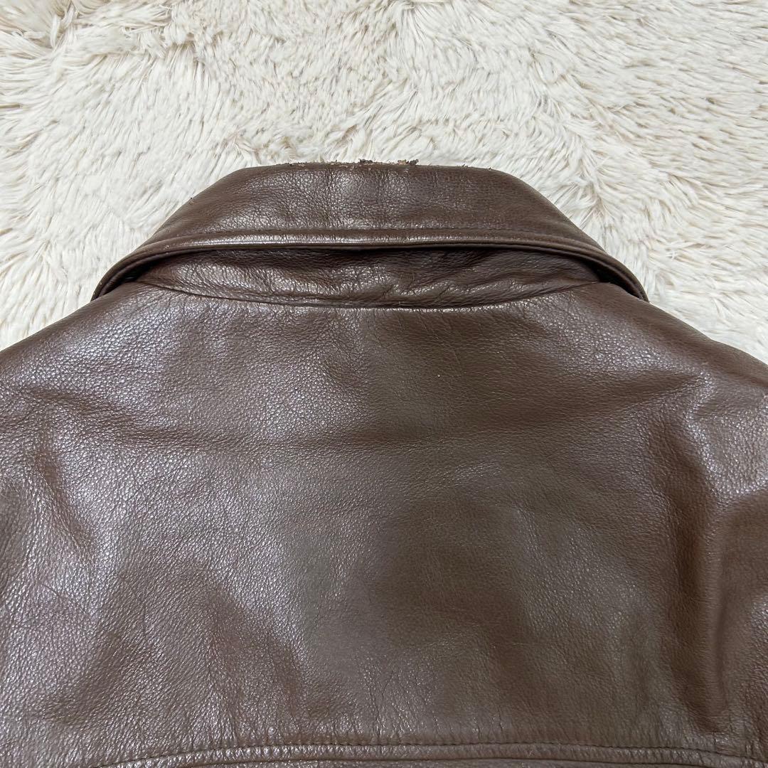 ウィルソンズ ブルゾン レザージャケット ブラウン XL 短丈 襟付き 大きめ