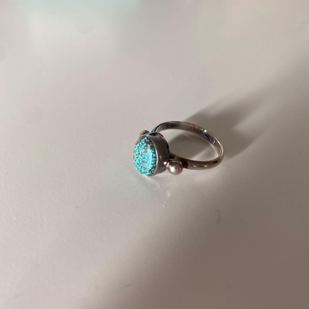 インディアンジュエリーRT作★スターリングシルバー製ターコイズ リング★13号