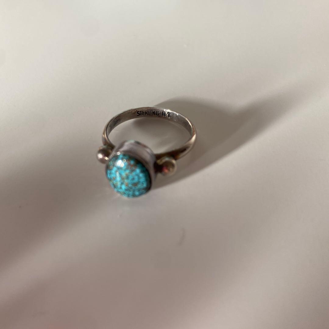 インディアンジュエリーRT作★スターリングシルバー製ターコイズ リング★13号