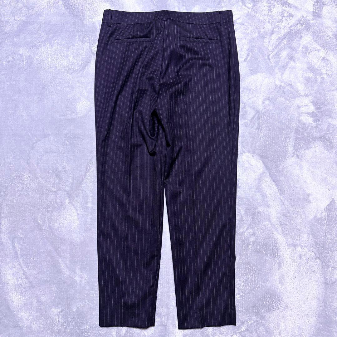 【未使用】アンタイトル パンツスーツ ストライプ L 大きいサイズ ネイビー