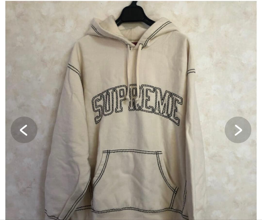 ※CKck※SUPREME アイボリー ビッグステッチフーディー　Sサイズ