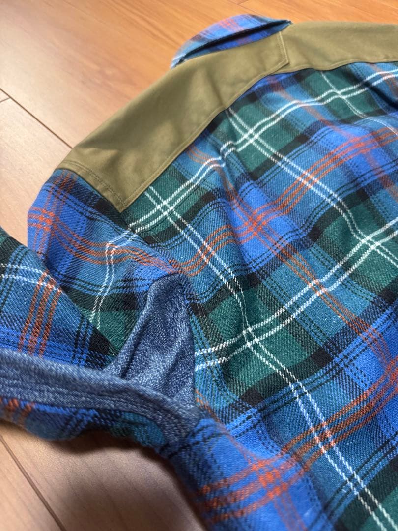 極美品 JUNYA WATANABE MAN 日本製 ウールチェックシャツ S