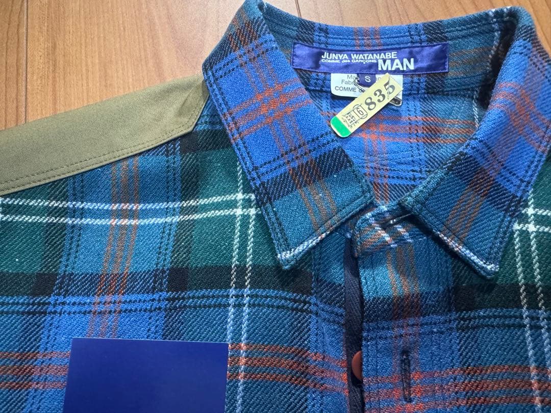 極美品 JUNYA WATANABE MAN 日本製 ウールチェックシャツ S