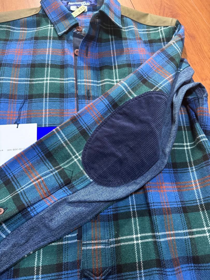 極美品 JUNYA WATANABE MAN 日本製 ウールチェックシャツ S